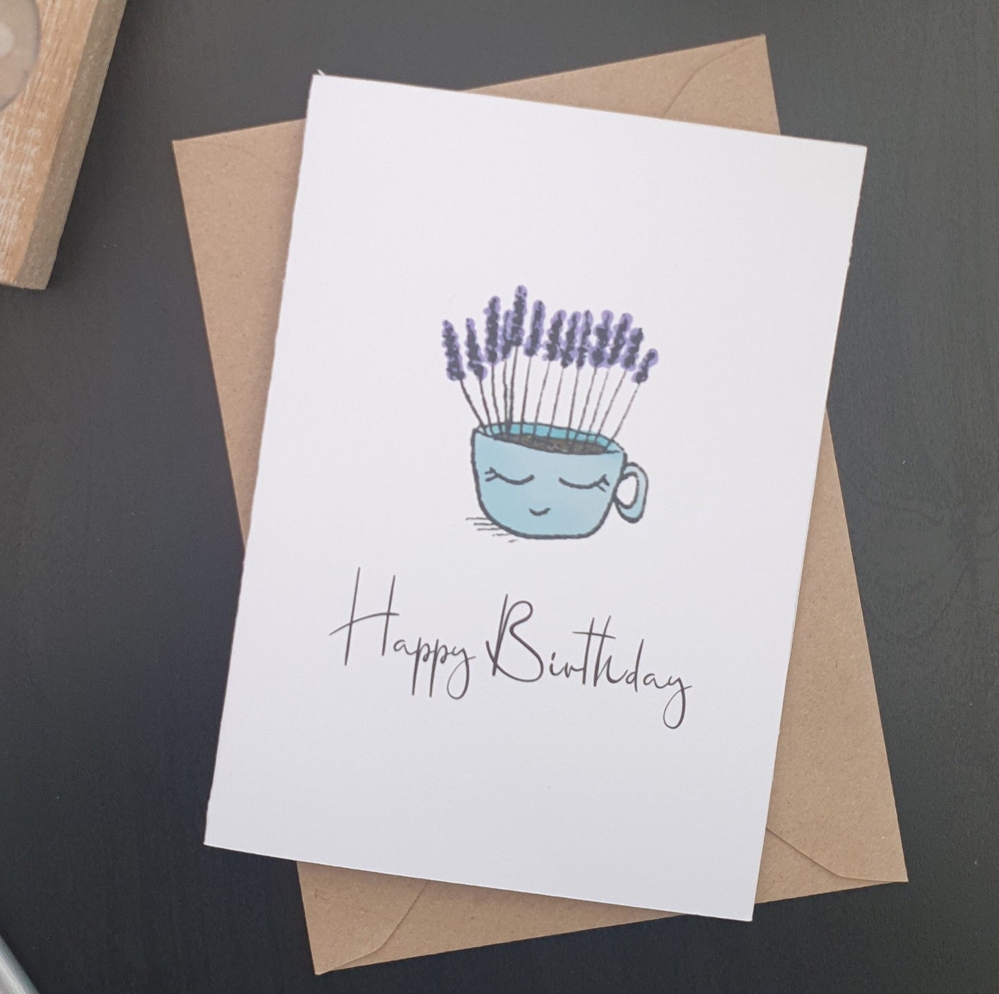 Hushabye Herbs Single Lavender Cup- Happy Birthday Card