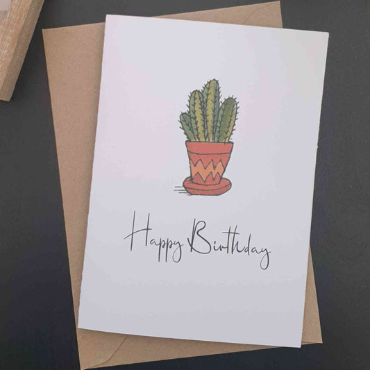 PRICKLYPOTS: Zig-Zag Plant 'Happy Birthday' Card