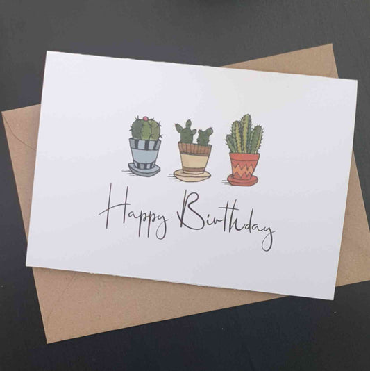 PRICKLY POTS: Triple design 'Happy Birthday" card