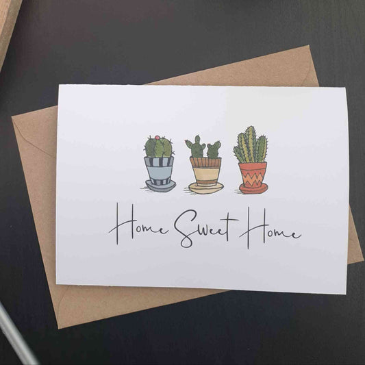 PRICKLY POTS: Triple design 'Home Sweet Home' card