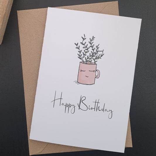 Hushabye Herbs Single Rosemary Mug- Happy Birthday Card