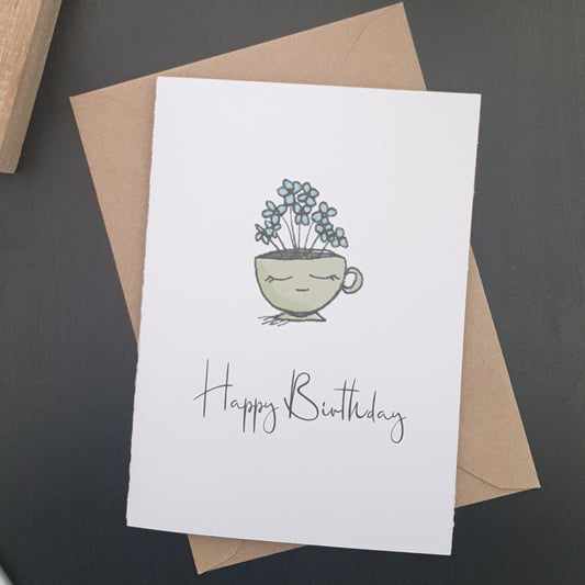 Hushabye Herbs Single Chamomile Teacup- Happy Birthday Card