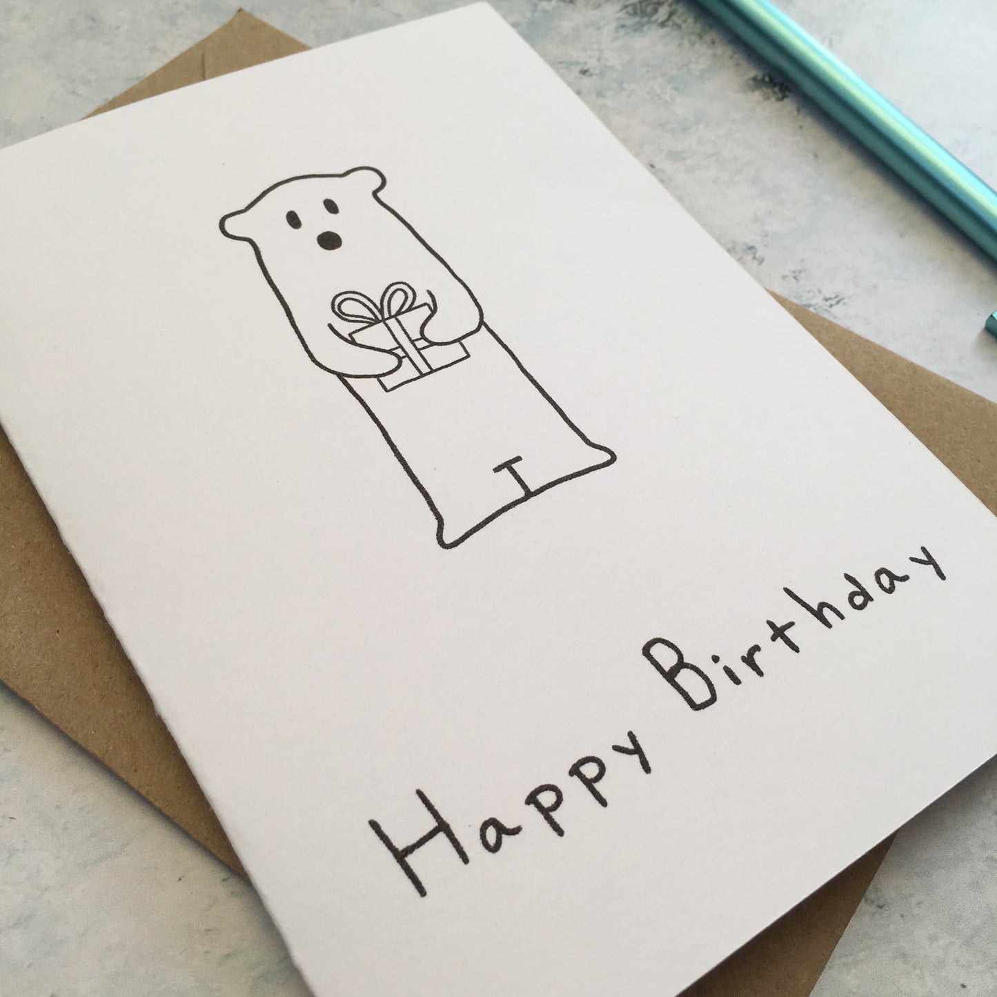 Polar Bear Present Birthday Card
