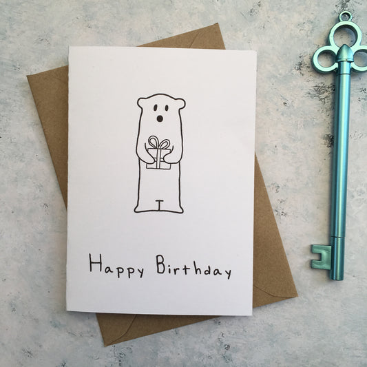 Polar Bear Present Birthday Card